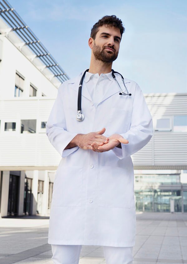 Vyriškas baltas chalatas medikams KS LAB