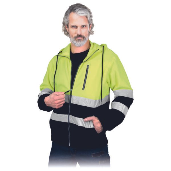 Vyriškas signalinis džemperis su gobtuvu POLSTRIP